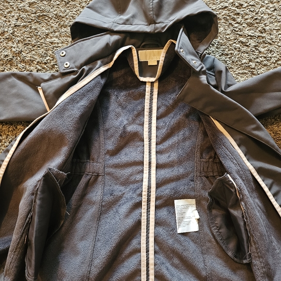 Little Girls Size 7/8 Michael Kors MK Gray and Tan Nude Beige Peacoat Jacket - Picture 4 of 6